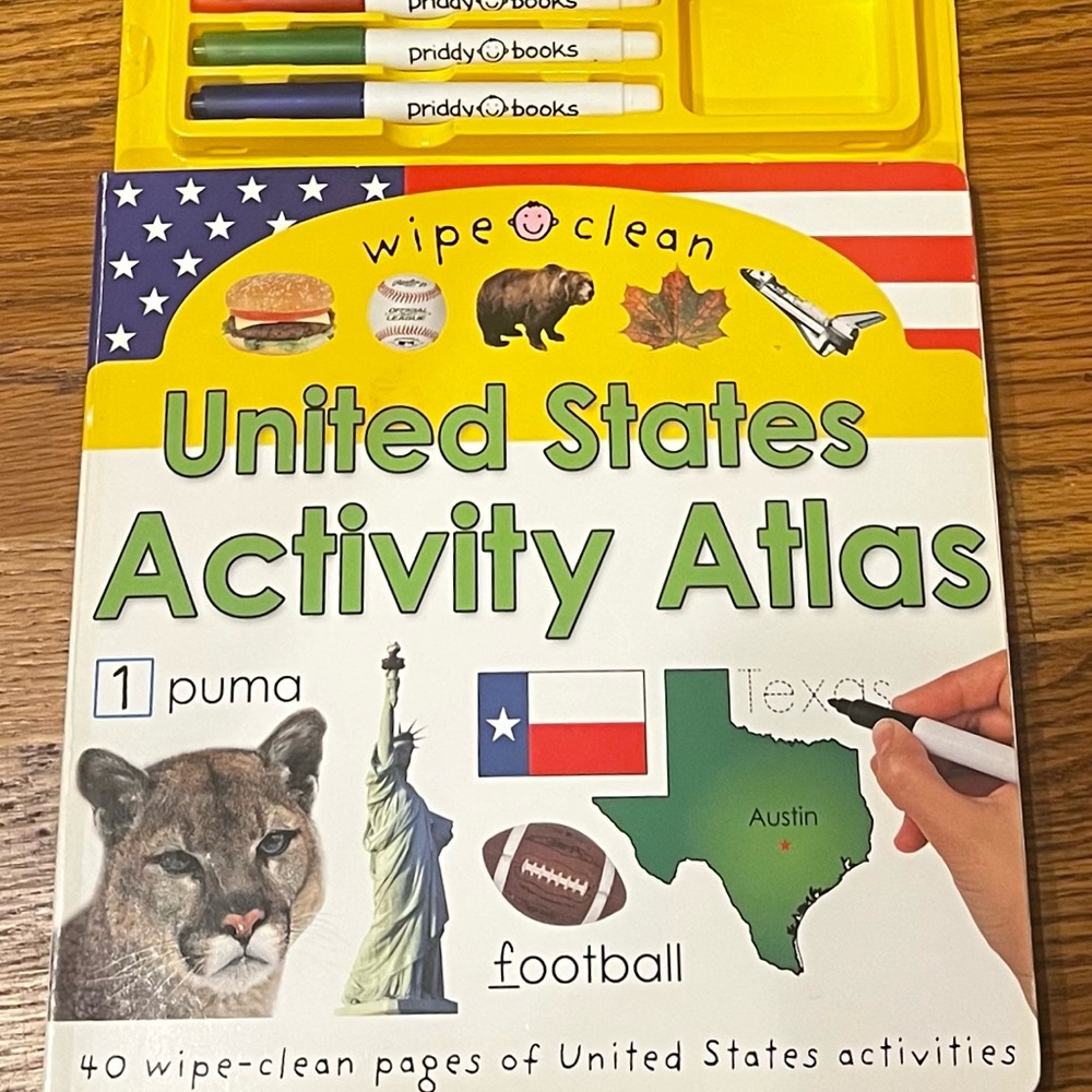 Wipe Clean United States Activity Book - 40 Wipe Clean Pages w/ Markers